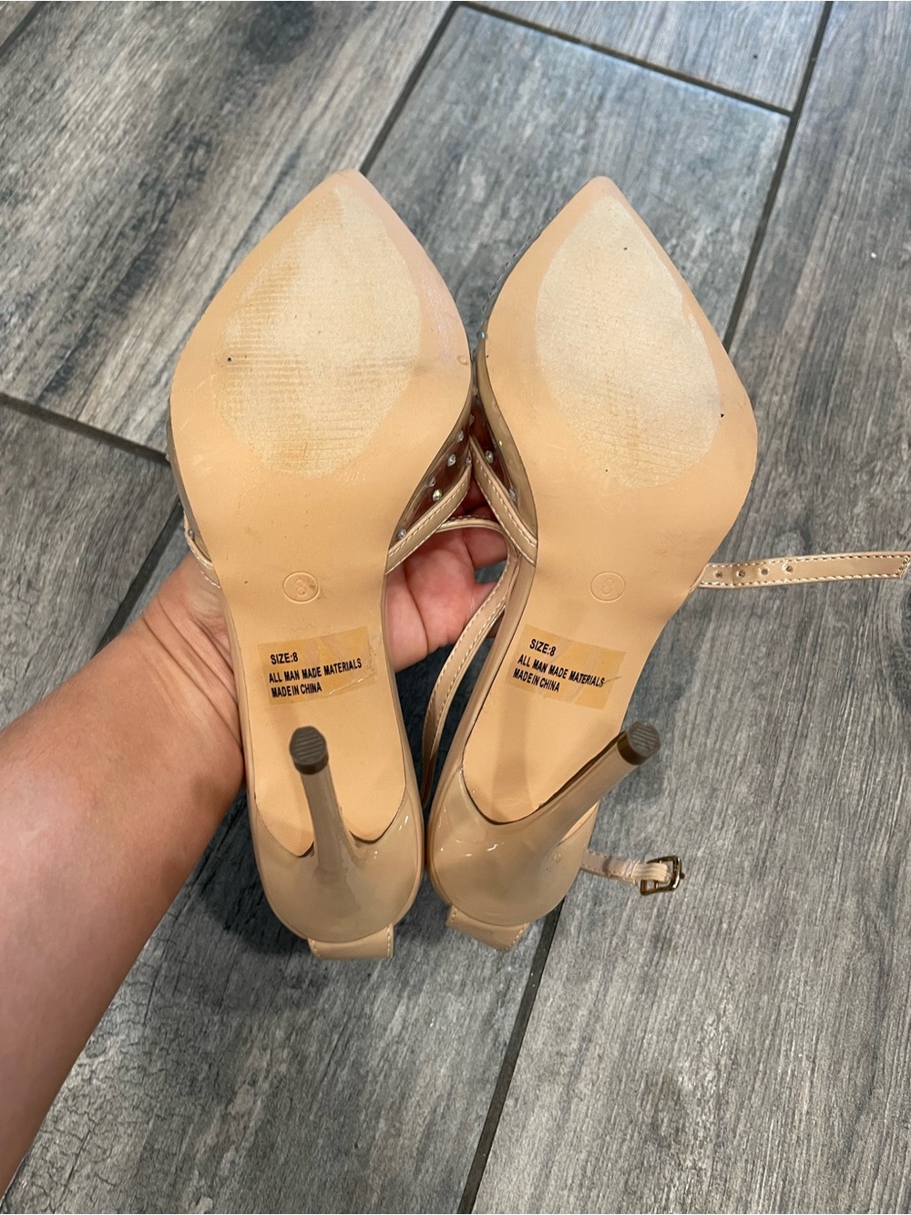Lulu's Nude Rhinestone Pointed-Toe Slingbacks - Picture 3 of 8